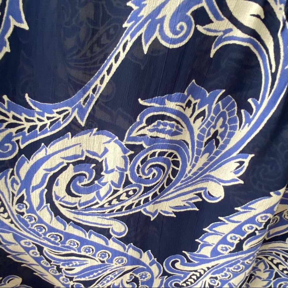 LUCKY BRAND Blue Paisley Sheer Long Sleeved Blouse - Picture 8 of 11